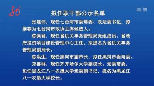 哈爾濱市最新干部擬任,哈爾濱市最新干部擬任動態